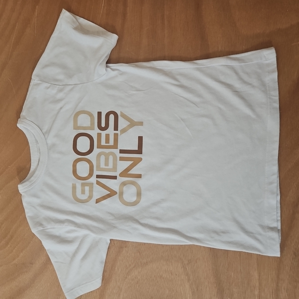 Kids White T-Shirt with Gold Print